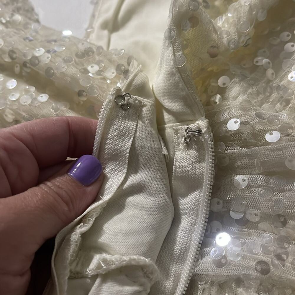 NEW Soieblu Off White Long Sequin Dress Women's Size Medium NWT - Picture 9 of 9